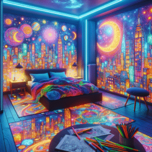 Urban Dreamscape: Neon Nightfall Mural Kit